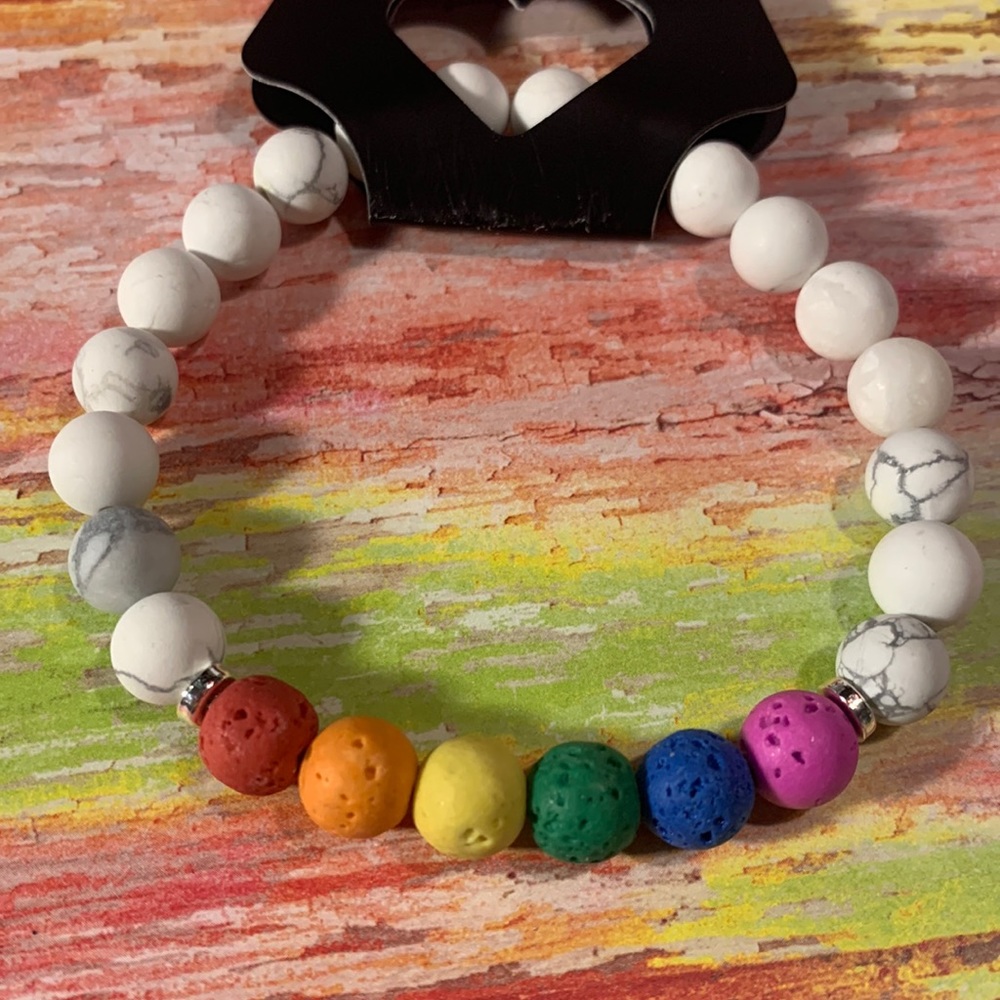 Rainbow lava stone bracelet